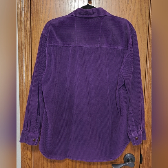 Women's Faded Glory Purple Wide-Whale Corduroy Shirt Jacket Shacket Blazer, M - Picture 3 of 4